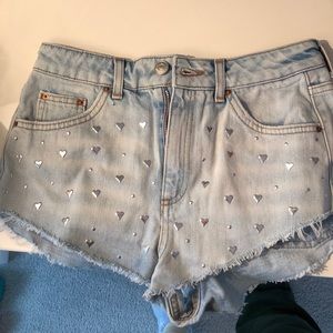 Topshop Studded Denim Shorts
